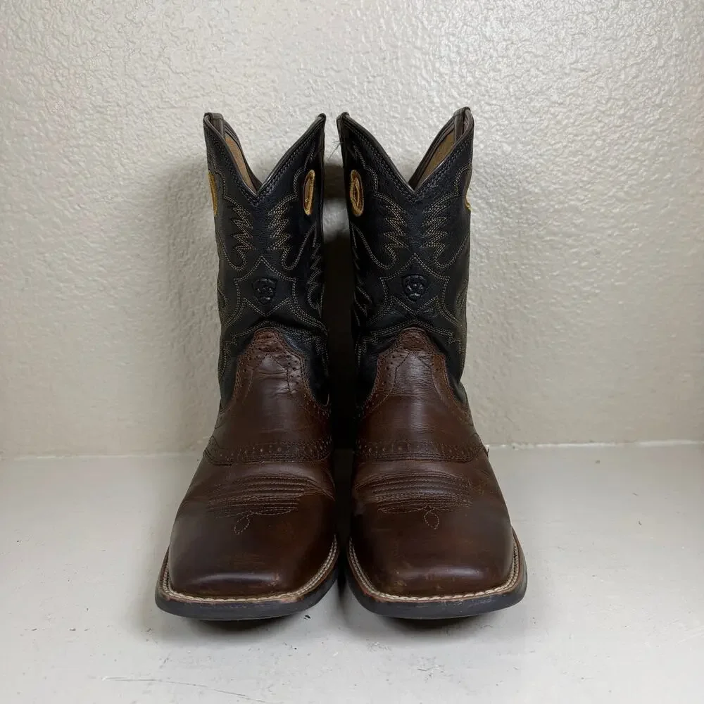 Ariat Kid’s Distressed Brown Black Roughstock Western Cowboy Boot 10016239 Sz 5
